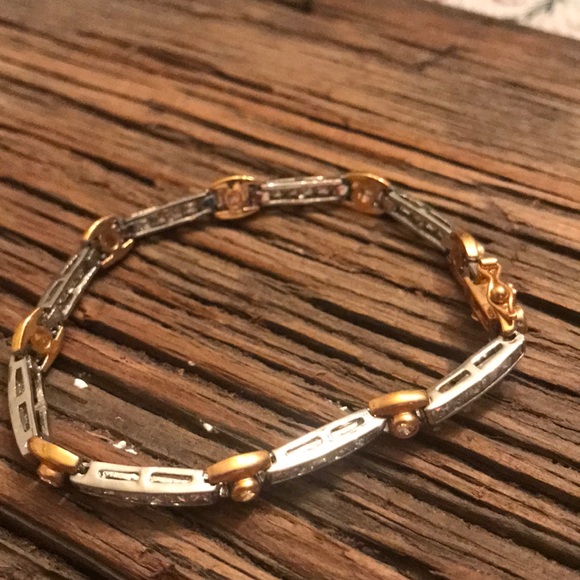 Gold and silver diamond bracelet - Picture 1 of 3